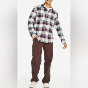 AEROPOSTALE Long Sleeve Relaxed Washed Plaid Flannel Button-Down Shirt-SIZE XL